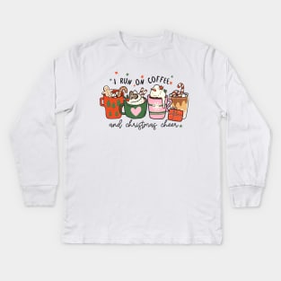 I Run on Coffee and Christmas Cheer Kids Long Sleeve T-Shirt